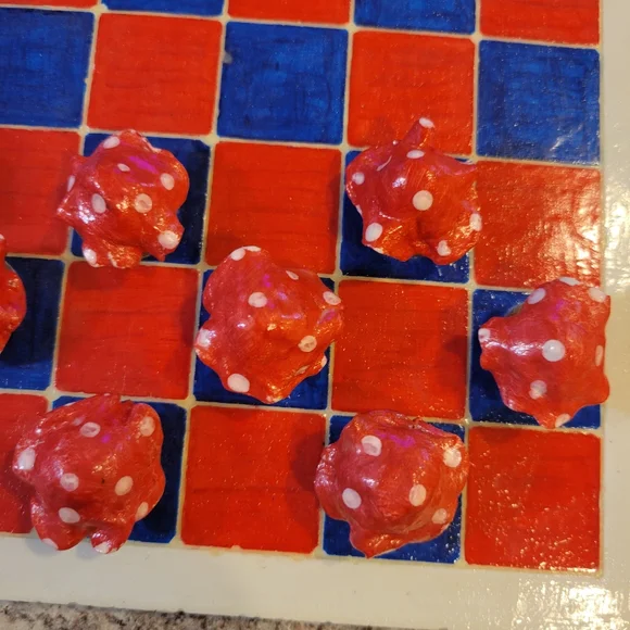 The Battle of the Mushrooms Glow-in-the-Dark Checkerboard – Handmade & Unique
